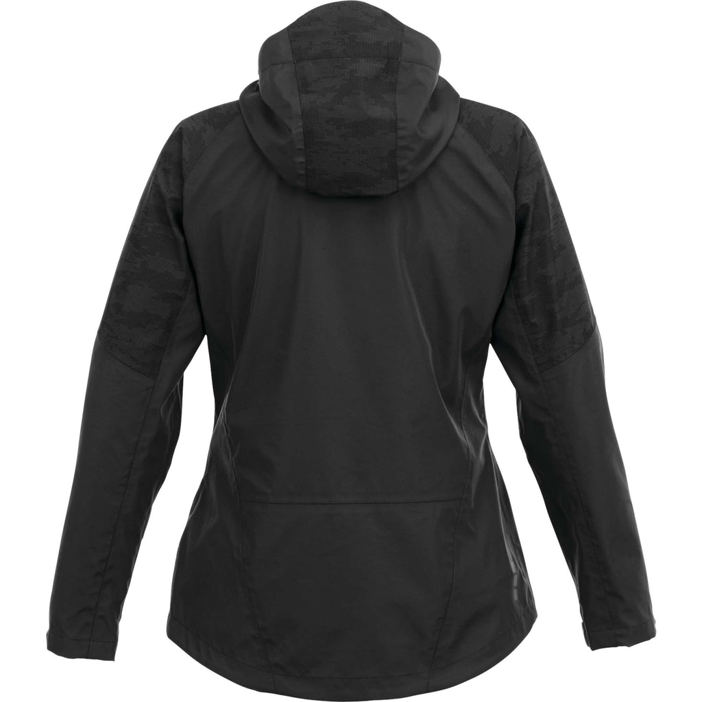 Index Waterproof Softshell Rain Jacket for Women Debossing - Black - Back Flat
