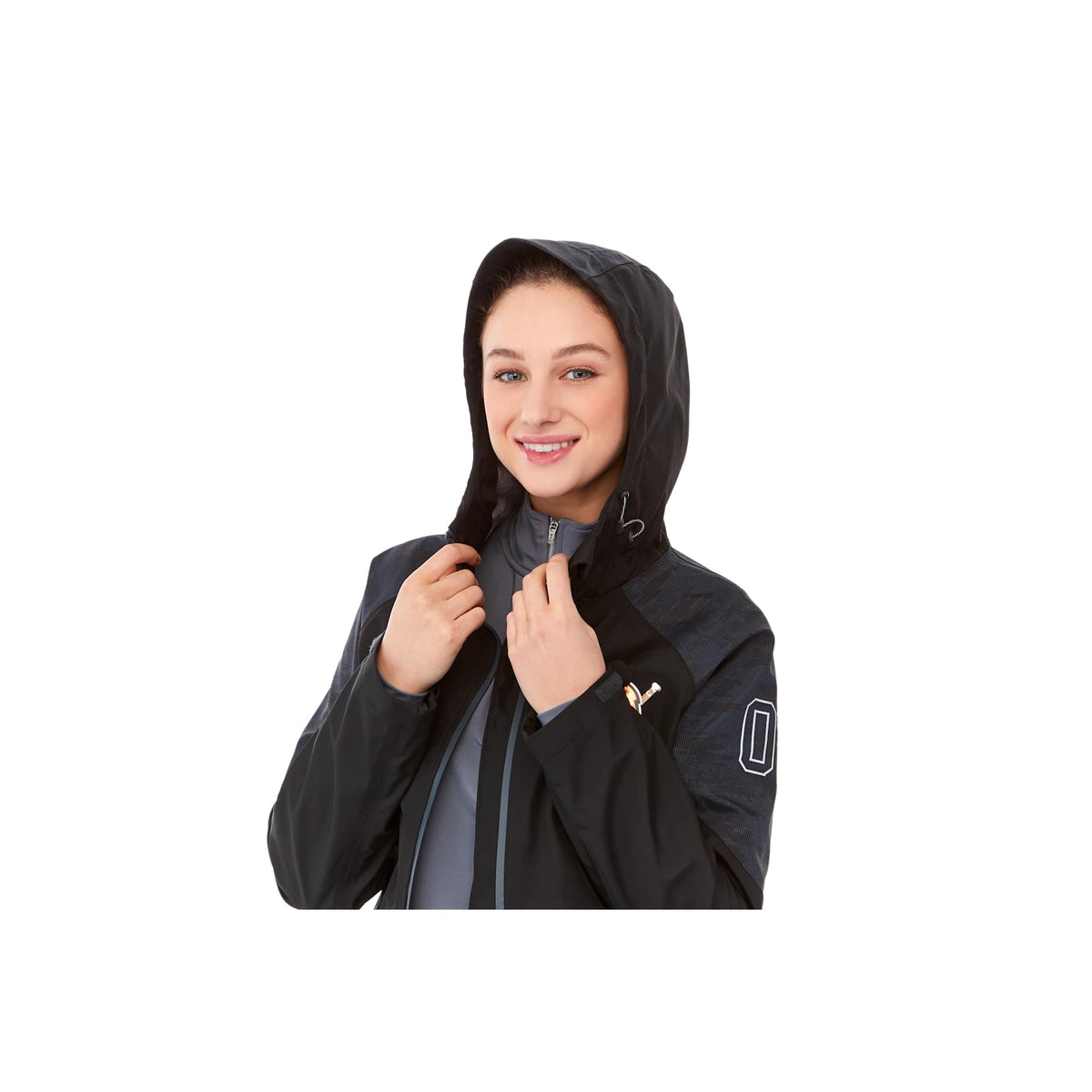 Index Waterproof Softshell Rain Jacket for Women Debossing - Black - On Model 3