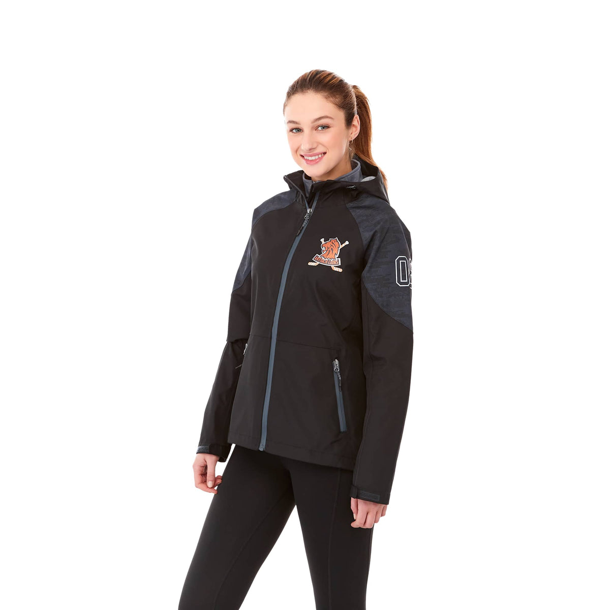 Index Waterproof Softshell Rain Jacket for Women Laser Engraving - Black - On Model 2