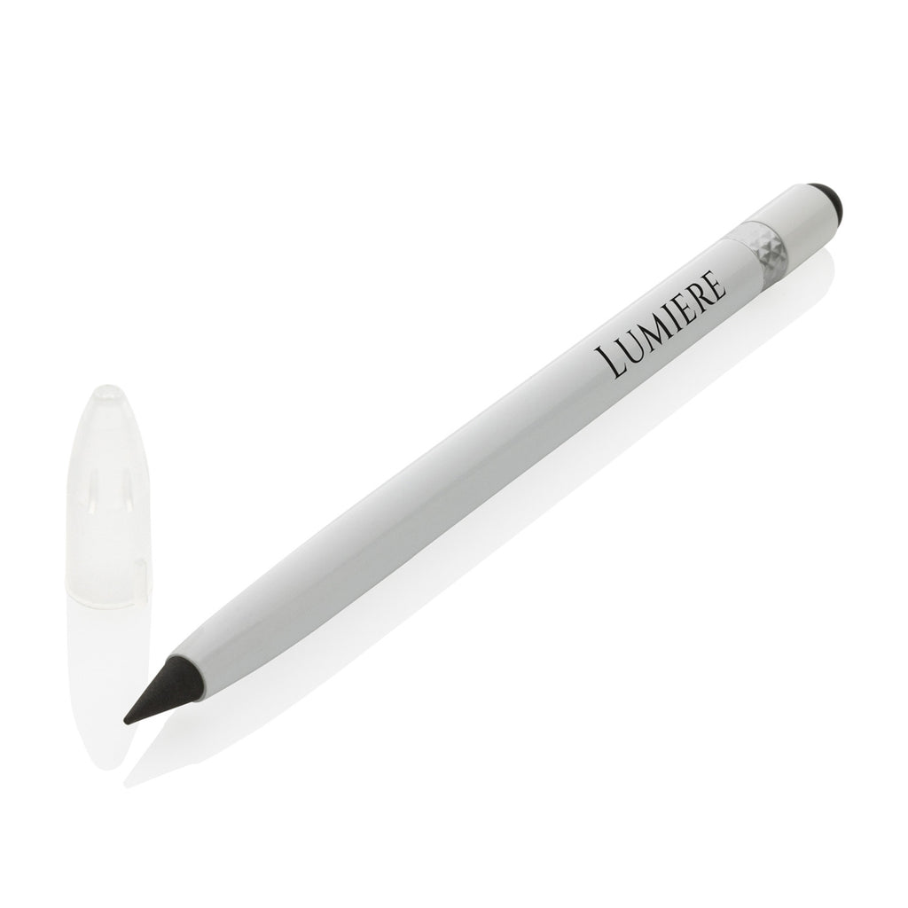 Inkless Aluminum Pen with Eraser Laser Engraving - White - View 3