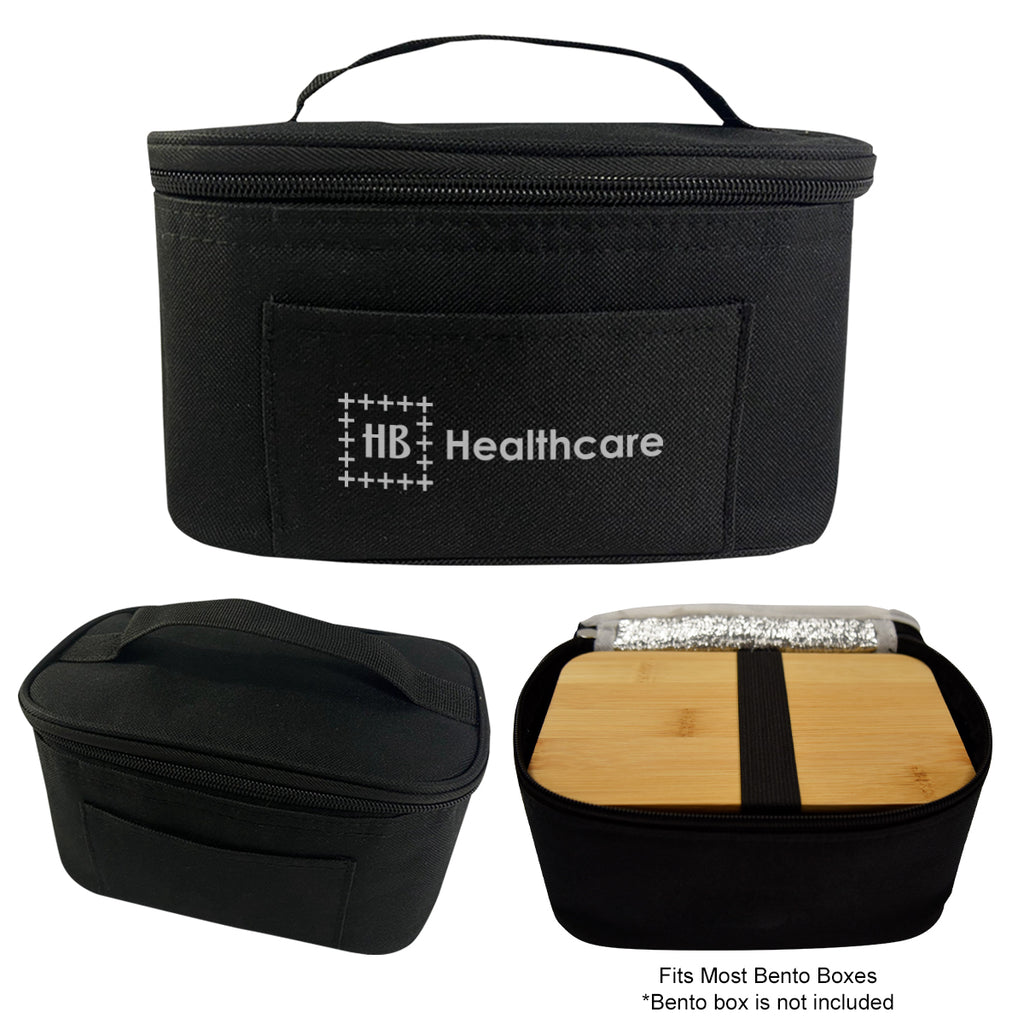 Insulated Carrying Case for a Bento Box - Black - Silk Screen