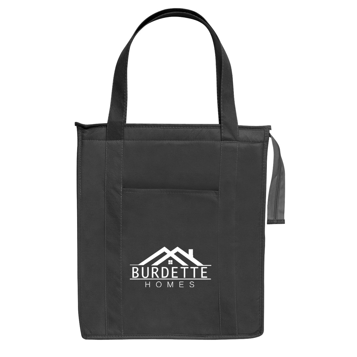 Insulated Shopper Tote Bag, Non-Woven - Black - Silk Screen