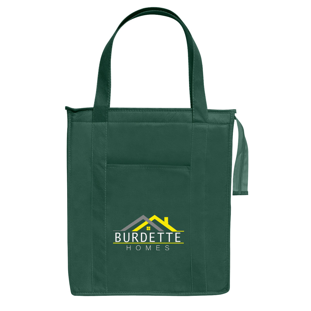 Insulated Shopper Tote Bag, Non-Woven - Forest Green - Colorbrite