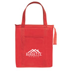 Insulated Shopper Tote Bag, Non-Woven - Red - Silk Screen