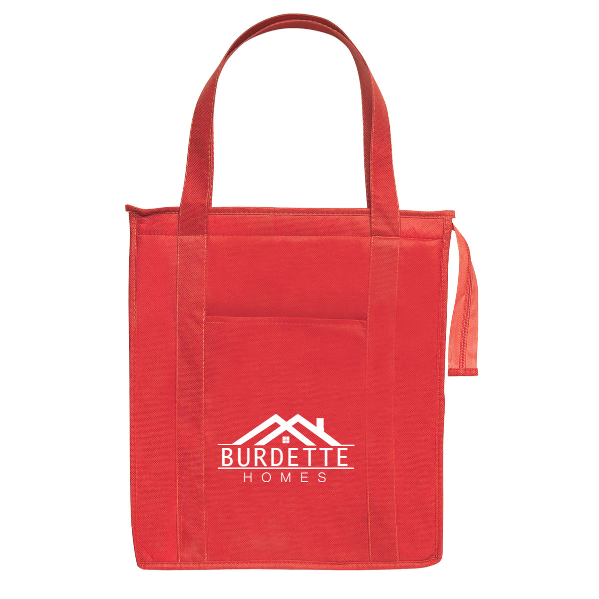 Insulated Shopper Tote Bag, Non-Woven - Red - Silk Screen