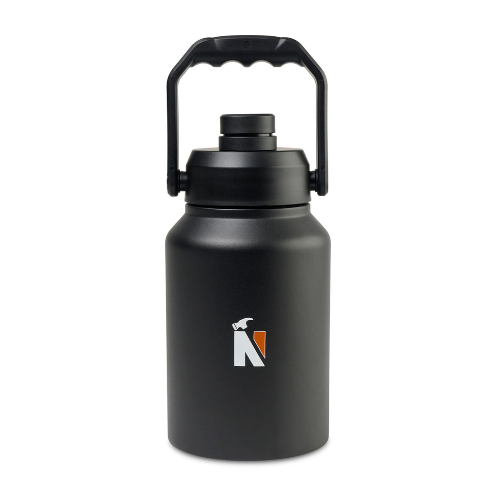 Insulated Stainless Steel Jobsite Jug, 64 oz Laser Engraving - Black - View 1