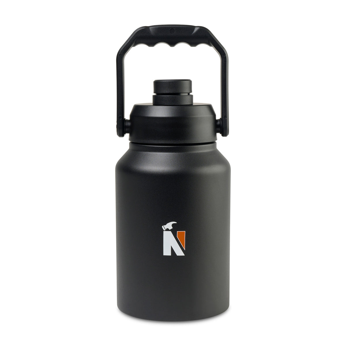 Insulated Stainless Steel Jobsite Jug, 64 oz Laser Engraving - Black - View 1