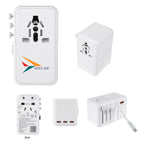 International Travel Adapter and Charging Cable, 35W - White - Full Color