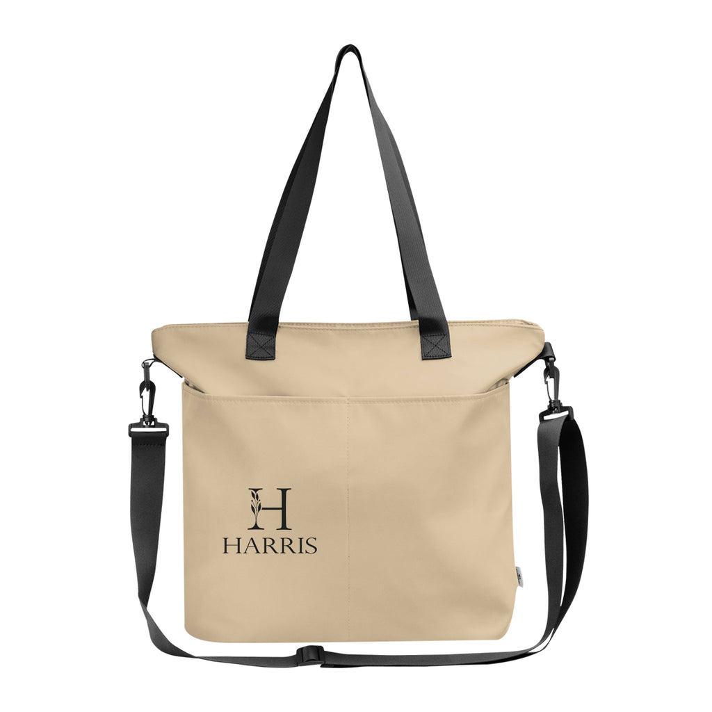 Intrepid Laptop Tote Bag in Recycled PET - Tan - Silk Screen