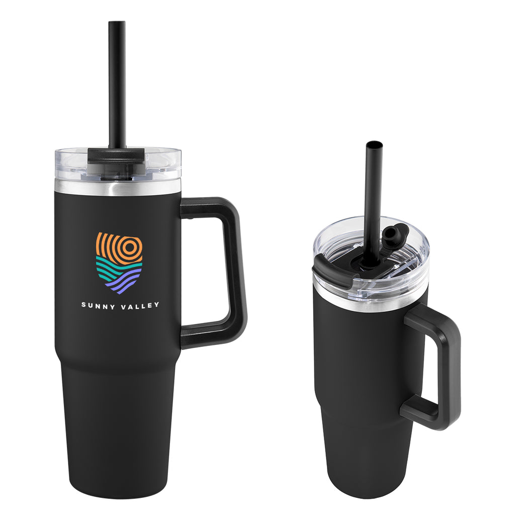 Intrepid Recycled Stainless Steel Tumbler, 30 oz - Black - Colorbrite