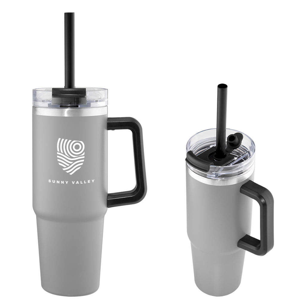 Intrepid Recycled Stainless Steel Tumbler, 30 oz - Gray - Silk Screen