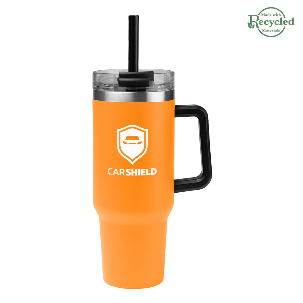 Intrepid Recycled Stainless Steel Tumbler, 40 oz - Orange - Silk Screen