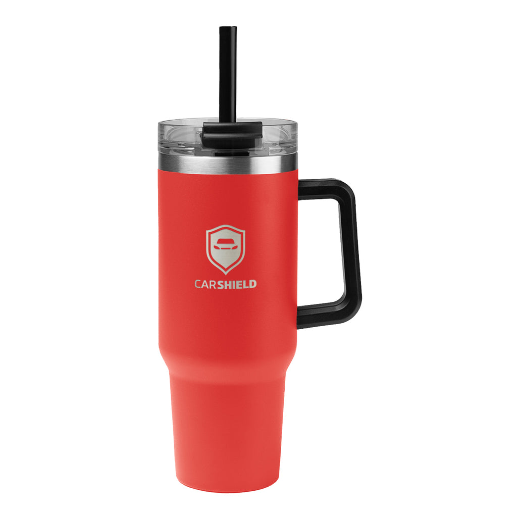 Intrepid Recycled Stainless Steel Tumbler, 40 oz - Red - Laser Engraving