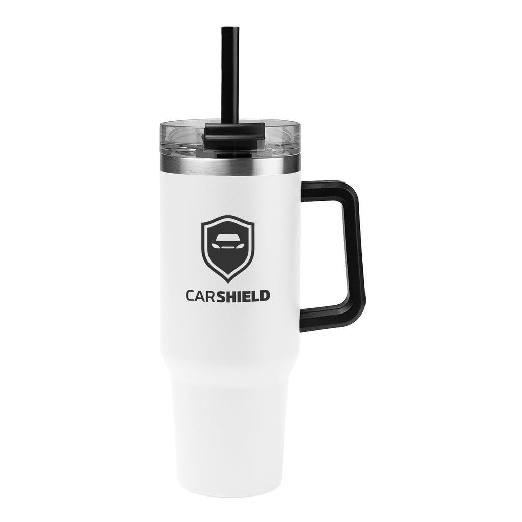 Intrepid Recycled Stainless Steel Tumbler, 40 oz - White - Silk Screen