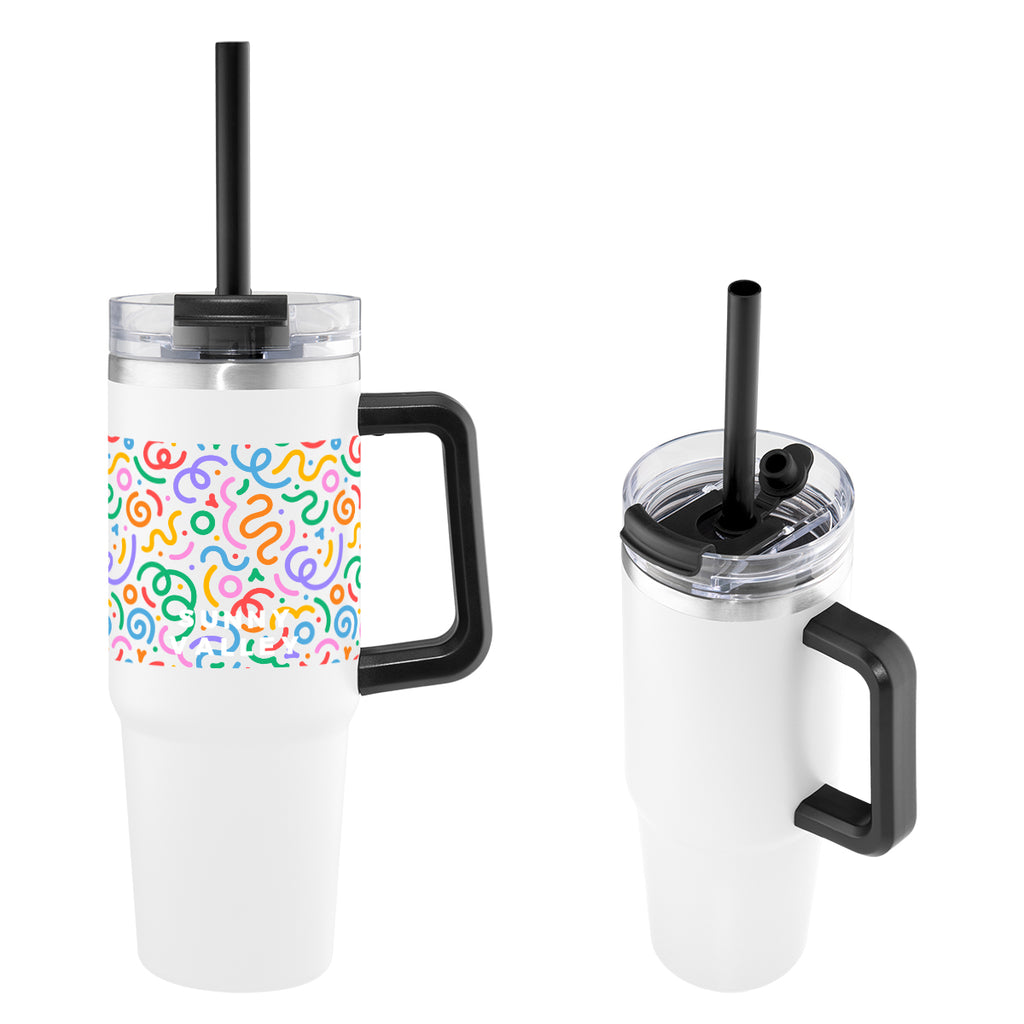 Intrepid Recycled Stainless Steel Tumbler in Full Color, 30 oz - White - Megabrite