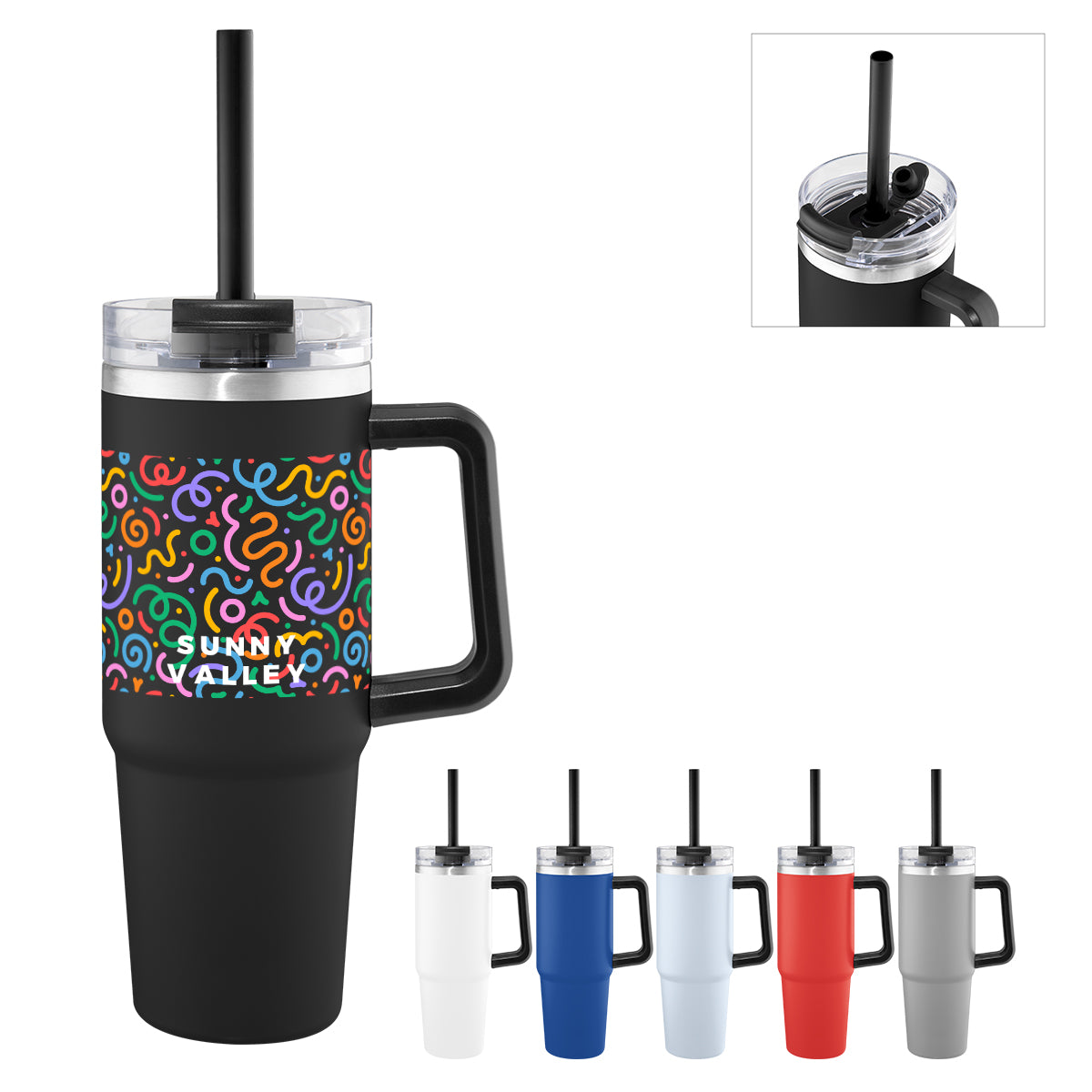 Intrepid Recycled Stainless Steel Tumbler in Full Color, 30 oz - White