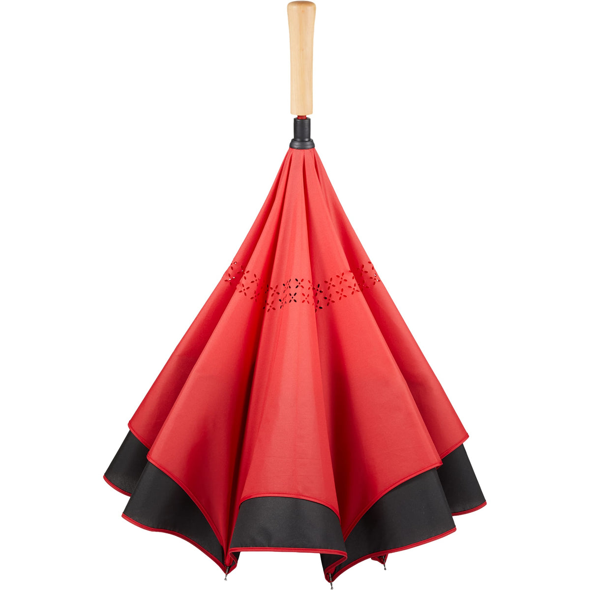 Inverted Umbrella with Recycled Canopy, 48 Inches - Red - Detail