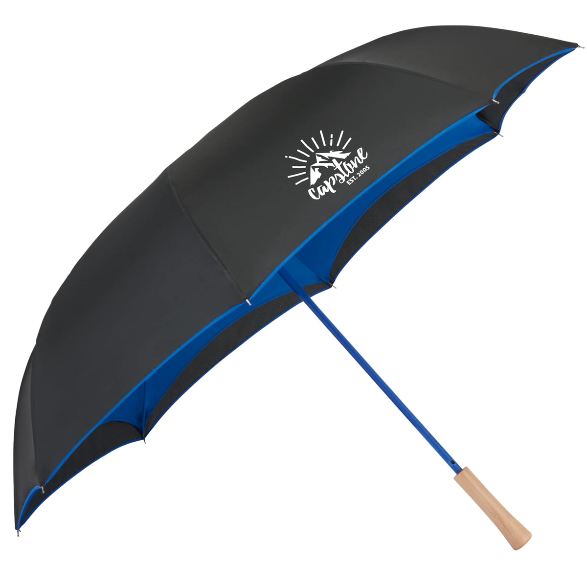Inverted Umbrella with Recycled Canopy, 48 Inches - Royal - Right Angle 2