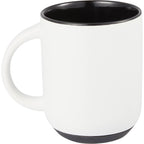 Isaac Ceramic Mug with Non-Slip Rubber Base, 14 oz - White/Black - Back