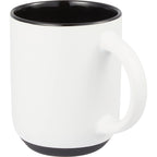 Isaac Ceramic Mug with Non-Slip Rubber Base, 14 oz - White/Black - Left Angle