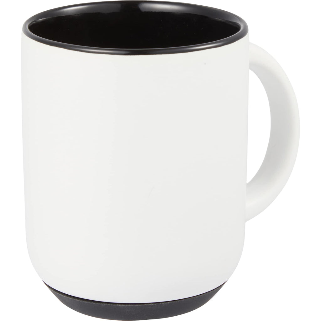 Isaac Ceramic Mug with Non-Slip Rubber Base, 14 oz - White/Black - Right Angle