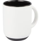 Isaac Ceramic Mug with Non-Slip Rubber Base, 14 oz - White/Black - Right Angle