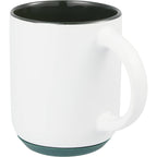 Isaac Ceramic Mug with Non-Slip Rubber Base, 14 oz - White/Green - Left Angle
