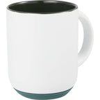 Isaac Ceramic Mug with Non-Slip Rubber Base, 14 oz - White/Green - Right Angle