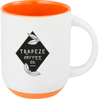 Isaac Ceramic Mug with Non-Slip Rubber Base, 14 oz - White/Orange - Front