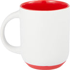 Isaac Ceramic Mug with Non-Slip Rubber Base, 14 oz - White/Red - Back