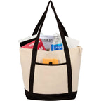 Isle Organic Cotton Zippered Tote, 8 oz - Natural/Black - Propped