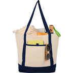 Isle Organic Cotton Zippered Tote, 8 oz - Natural/Navy - Propped