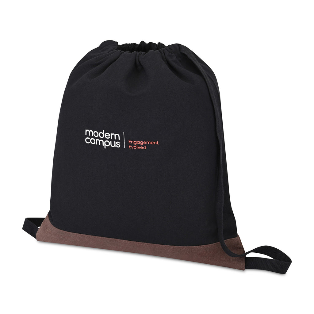 Ivy Drawstring Backpack in Recycled Cotton Embroidery - Black - View 2