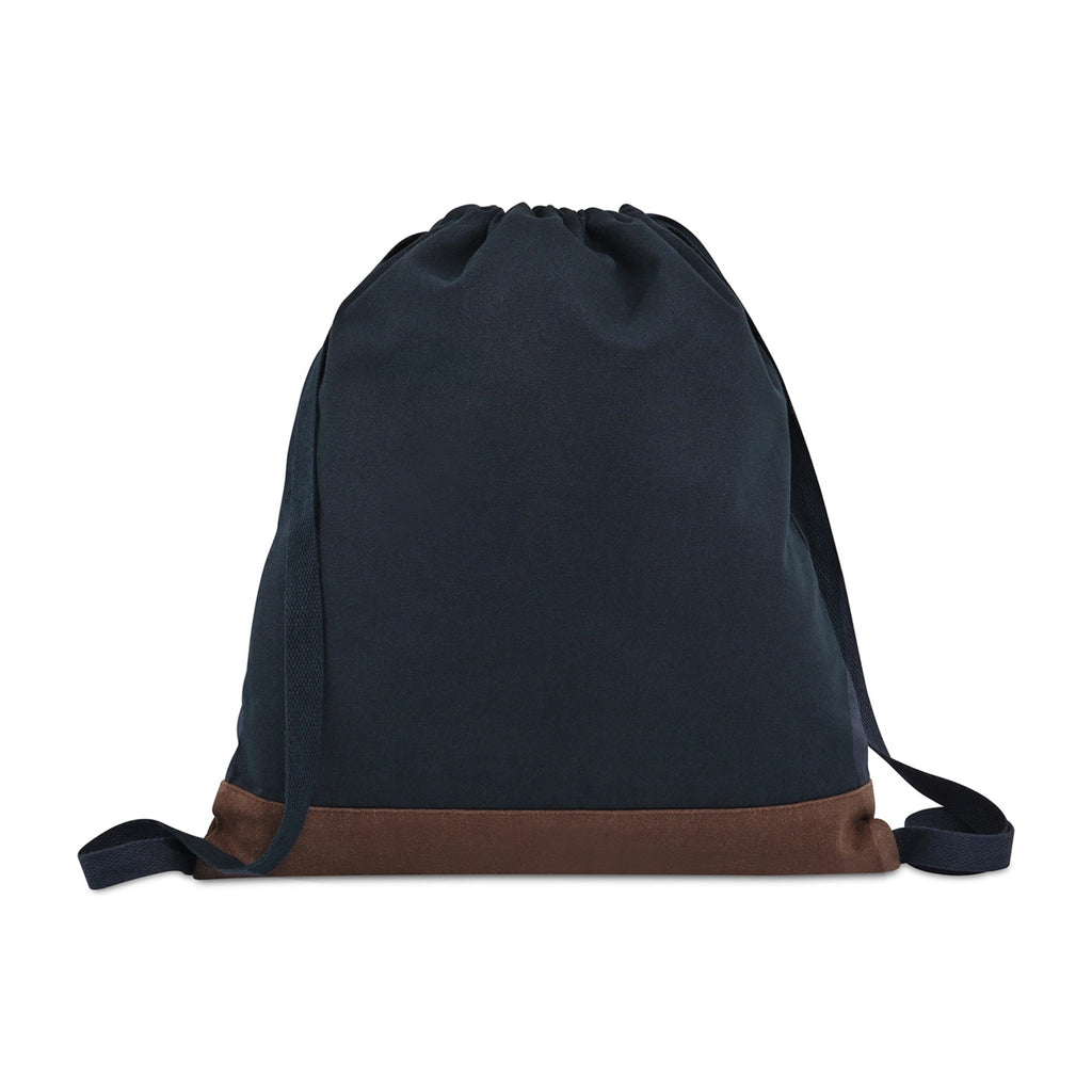 Ivy Drawstring Backpack in Recycled Cotton Transfer - Navy - View 3