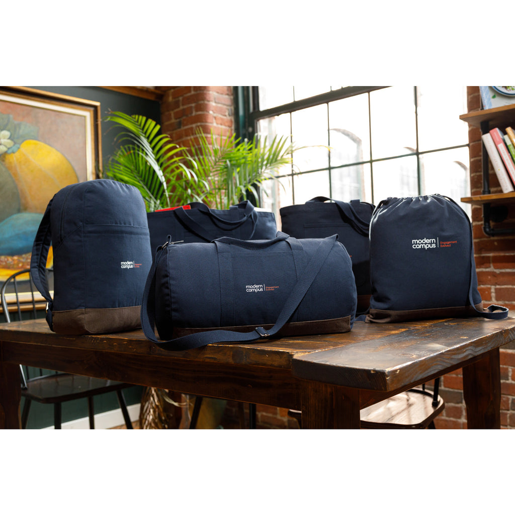 Ivy Drawstring Backpack in Recycled Cotton Transfer - Navy - View 5