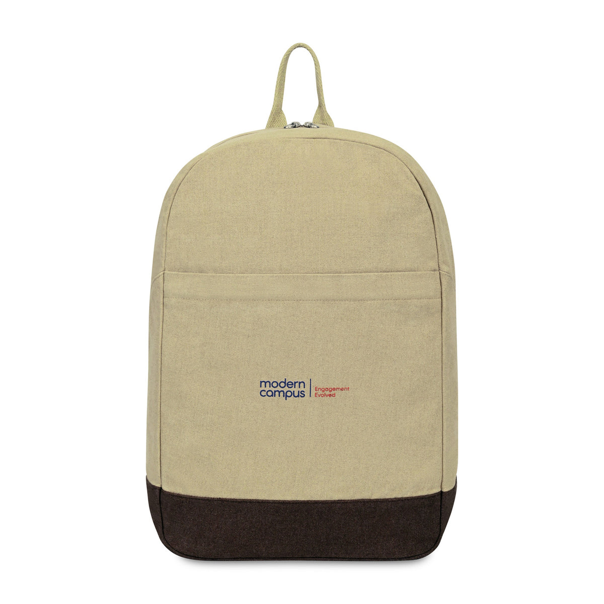 Ivy Laptop Backpack in Recycled Cotton, 16 Inch Embroidery - Beige - View 1