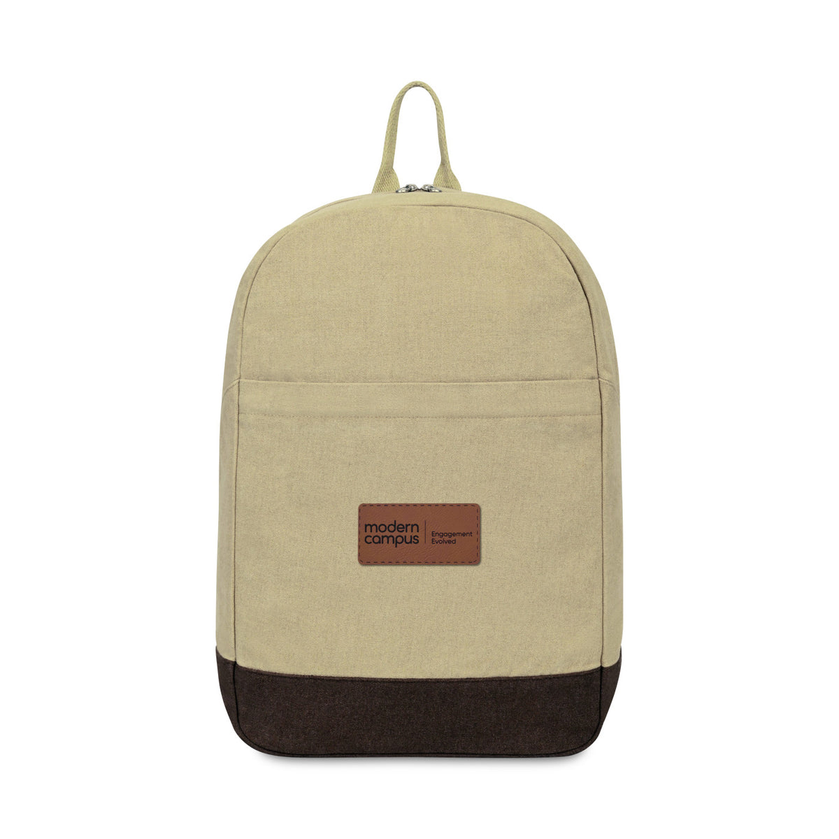 Ivy Laptop Backpack in Recycled Cotton, 16 Inch Embroidery - Beige - View 2