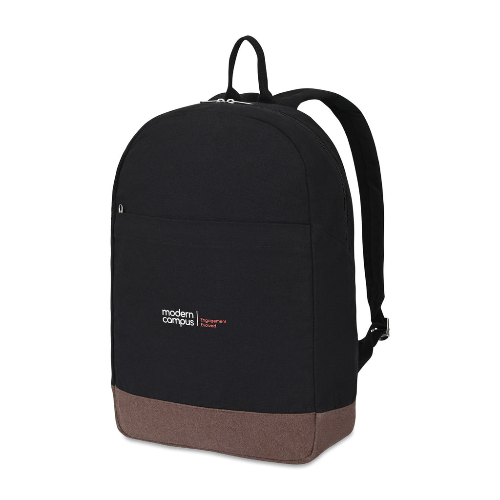 Ivy Laptop Backpack in Recycled Cotton, 16 Inch Embroidery - Black - View 2