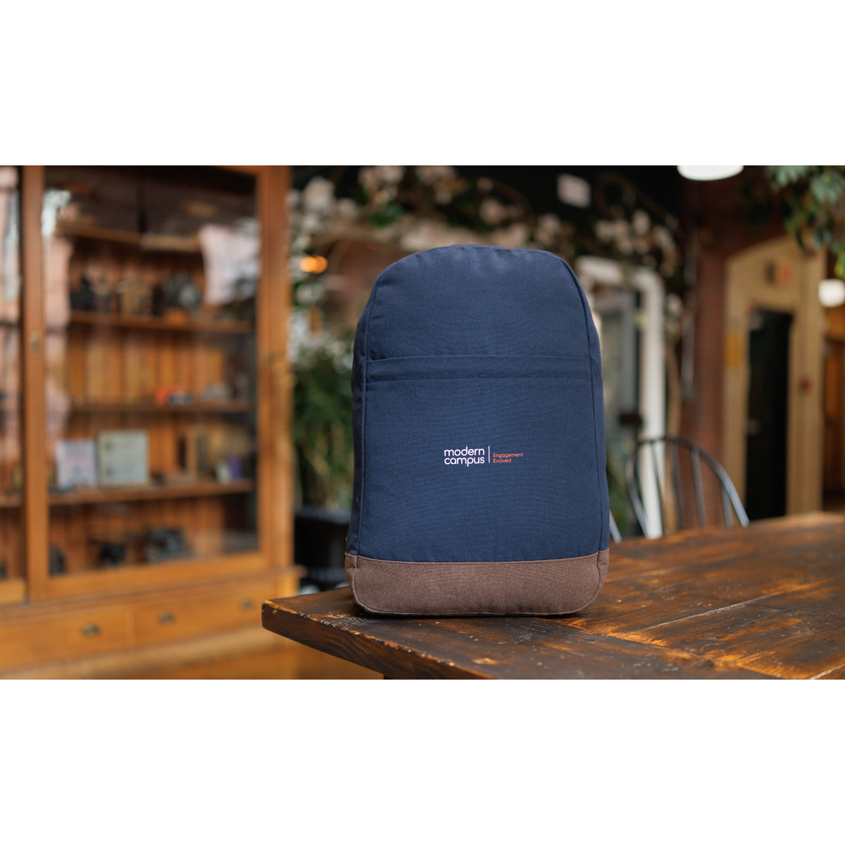 Ivy Laptop Backpack in Recycled Cotton, 16 Inch Embroidery - Navy - View 6