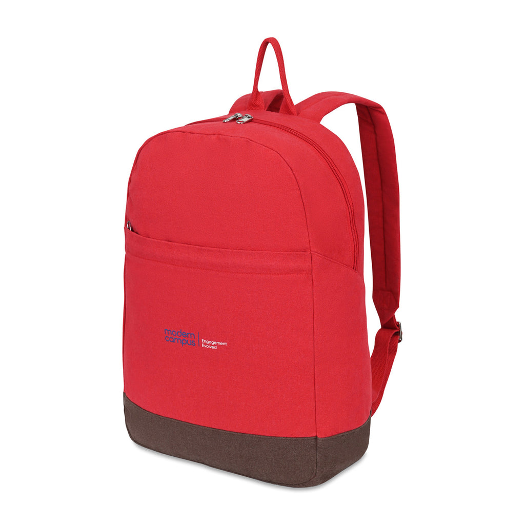 Ivy Laptop Backpack in Recycled Cotton, 16 Inch Embroidery - Red - View 2