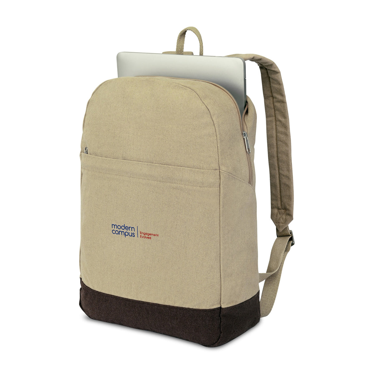 Ivy Laptop Backpack in Recycled Cotton, 16 Inch Transfer - Beige - View 4