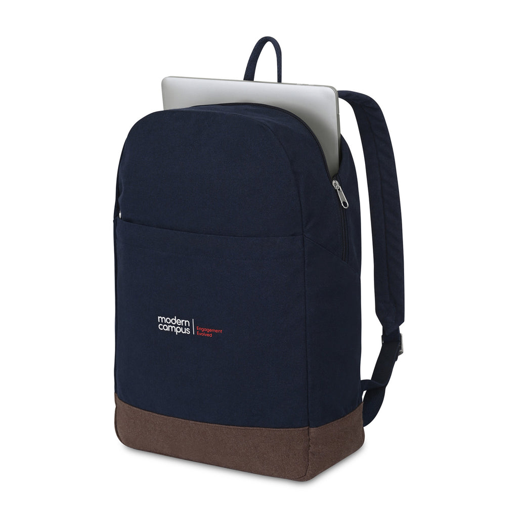 Ivy Laptop Backpack in Recycled Cotton, 16 Inch Transfer - Navy - View 3