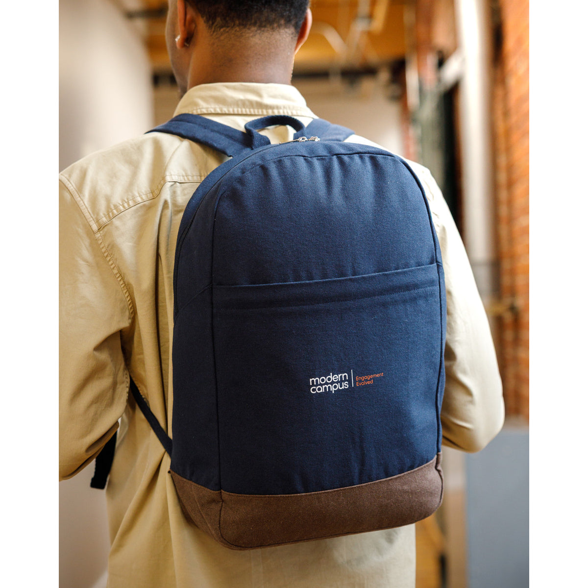 Ivy Laptop Backpack in Recycled Cotton, 16 Inch Transfer - Navy - View 7