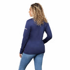 Izu Everything Eco Stretch Full Zip for Women Embroidery - Vintage Navy - Back On Model