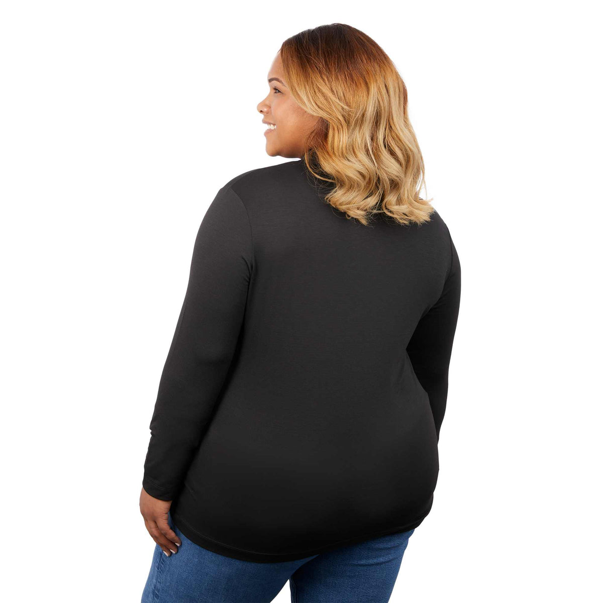 Izu Everything Eco Stretch Full Zip for Women Transfer - Black - Back On Model