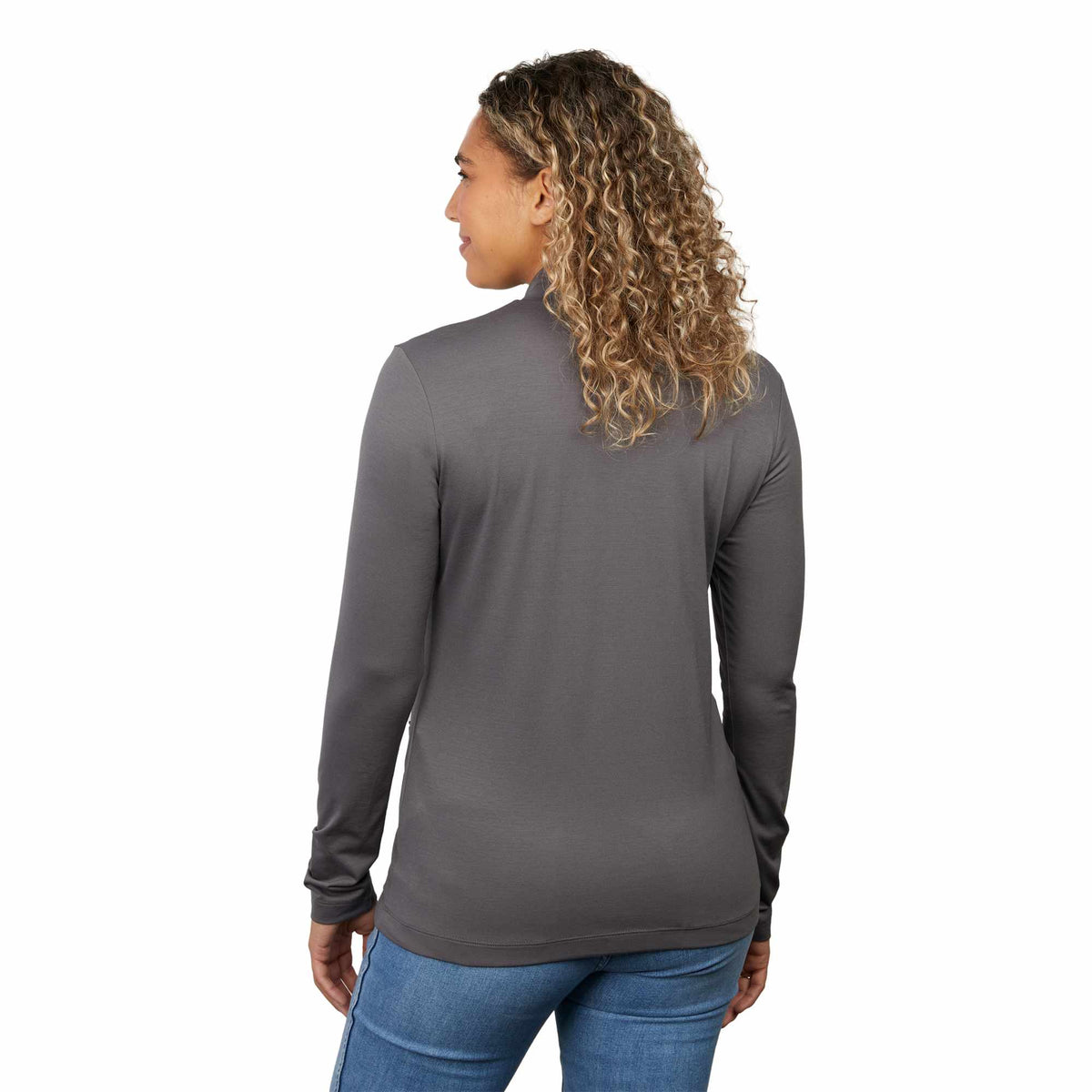 Izu Everything Eco Stretch Full Zip for Women Transfer - Charcoal - Back On Model