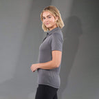 Izu Everything Eco Stretch Polo for Women Transfer - Charcoal - Left Side On Model 2