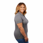 Izu Everything Eco Stretch Polo for Women Transfer - Charcoal - Right Side On Model