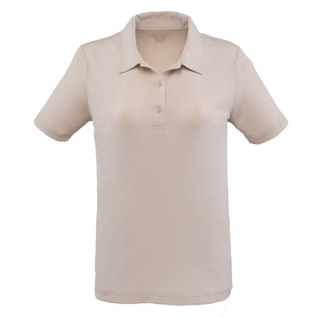 Izu Everything Eco Stretch Polo for Women Transfer - Sandstone - Front Flat