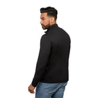 Izu Everything Eco Stretch Quarter Zip for Men Embroidery - Black - Back On Model